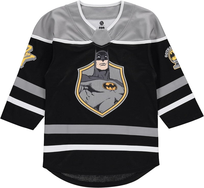 DC Comics Batman Boys 4-20 Long Sleeve Hockey Jersey Black/Grey - Image 2
